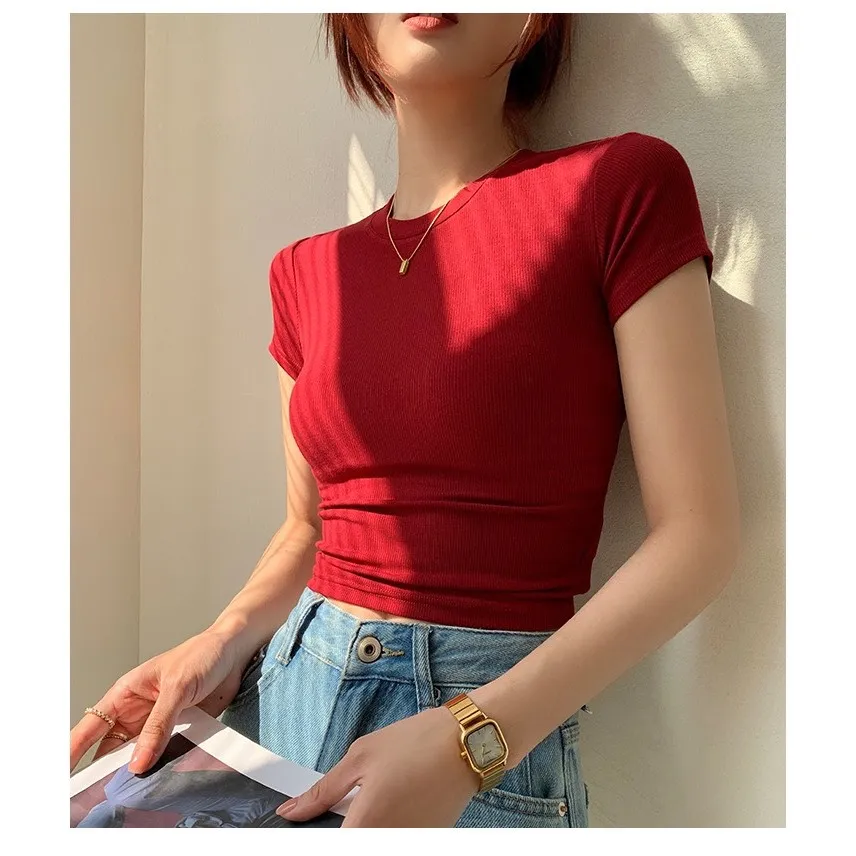 Ảnh Áo thun nữ dáng ôm body chất vải Thun gân (thun tăm lạnh) co giãn 4 chiều - PH403310 4