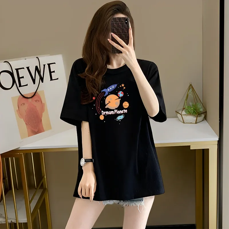 Ảnh Áo thun nữ dáng rộng - Áo phông nữ form rộng 95% cotton - Loza G0129 4