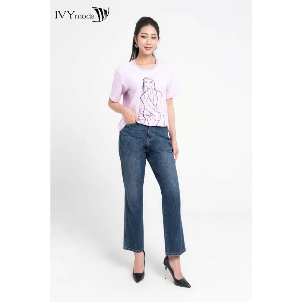 Ảnh Áo thun nữ in họa tiết vẽ IVY moda MS 57M8086 1