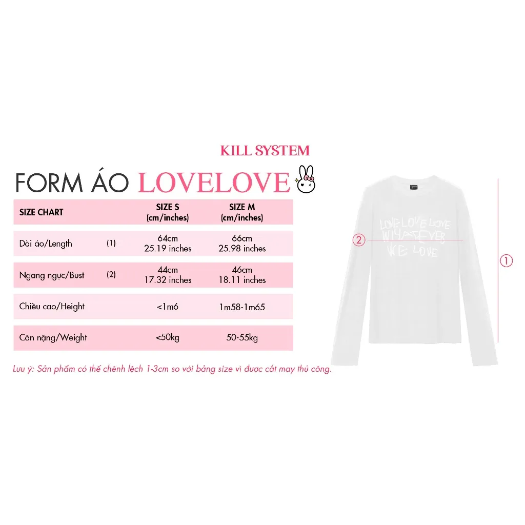 Ảnh 𝐊𝐈𝐋𝐋 𝐒𝐘𝐒𝐓𝐄𝐌 - Áo thun nữ mỏng nhẹ xuyên thấu tay dài  LOVELOVE in chữ nổi 2