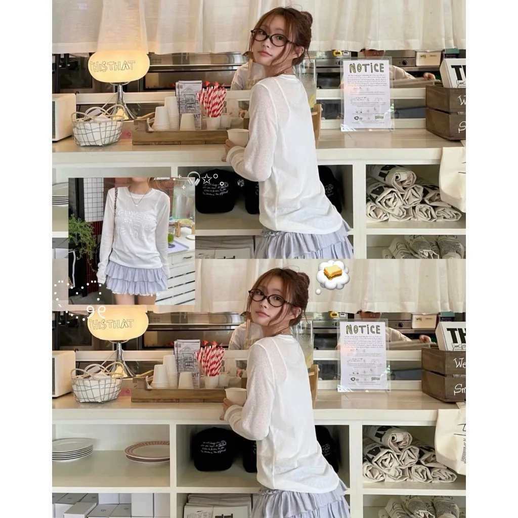 Ảnh 𝐊𝐈𝐋𝐋 𝐒𝐘𝐒𝐓𝐄𝐌 - Áo thun nữ mỏng nhẹ xuyên thấu tay dài  LOVELOVE in chữ nổi 4