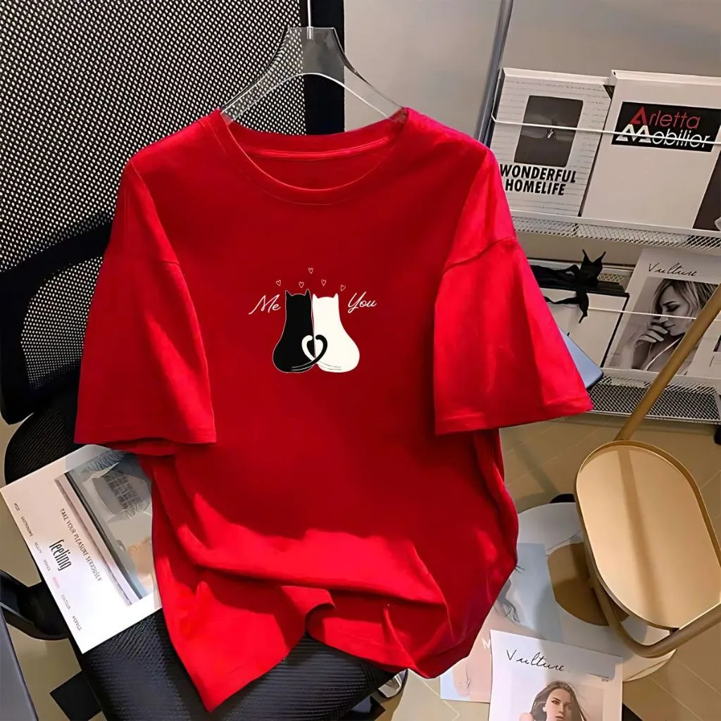 Ảnh Áo thun nữ 𝐋𝐎𝐙𝐀 nhiều màu in hình mèo chất liệu cotton co giãn 4 chiều - Mã RT8111 2