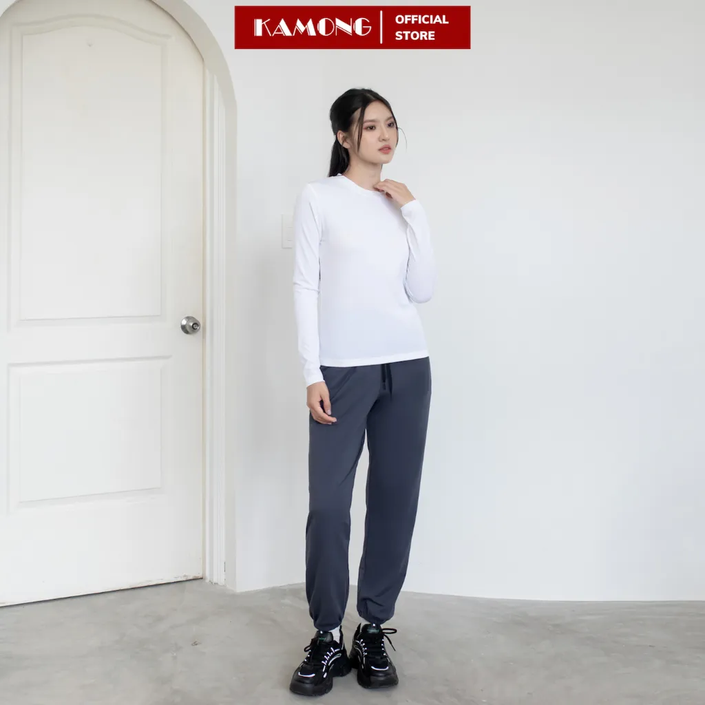 Ảnh Áo thun nữ tay dài KAMONG kiểu dáng basic chất liệu thun tăm A151 4