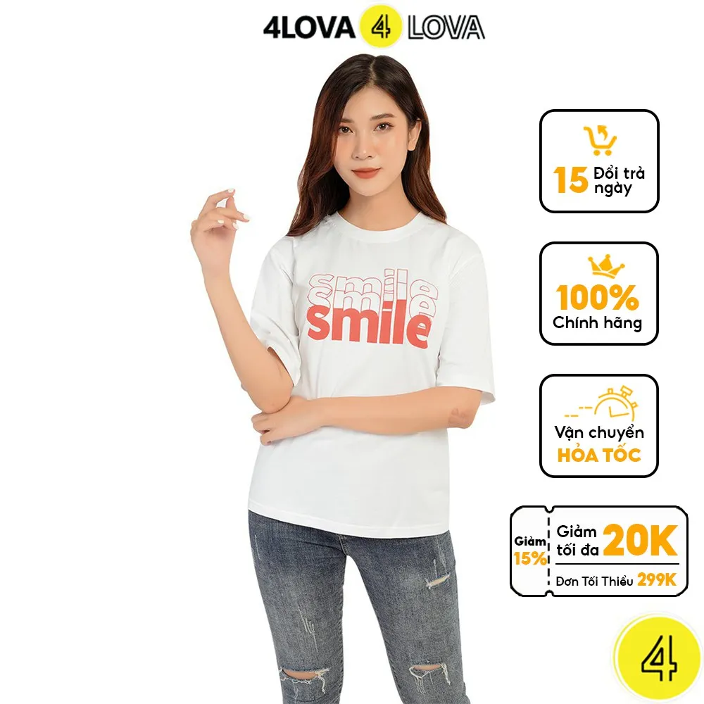 Ảnh Áo thun nữ tay lỡ 4LOVA Smile phong cách thời trang năng động, trẻ trung 1