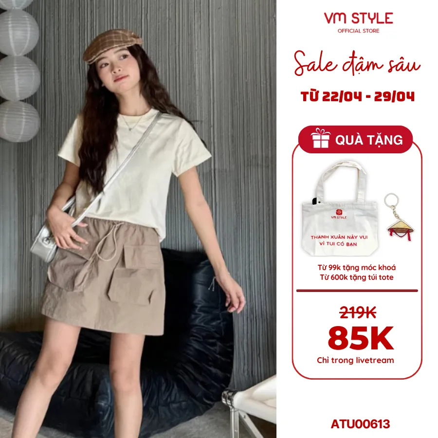 Ảnh Áo thun nữ VMSTYLE tay ngắn cổ tròn trơn basic nhiều màu đi học, đi làm 37230 - ATU00613 1