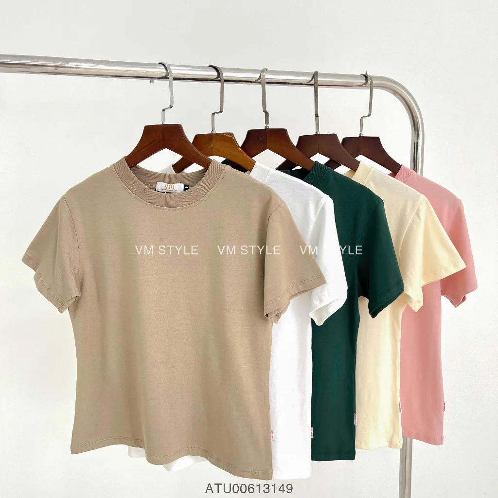 Ảnh Áo thun nữ VMSTYLE tay ngắn cổ tròn trơn basic nhiều màu đi học, đi làm 37230 - ATU00613 3