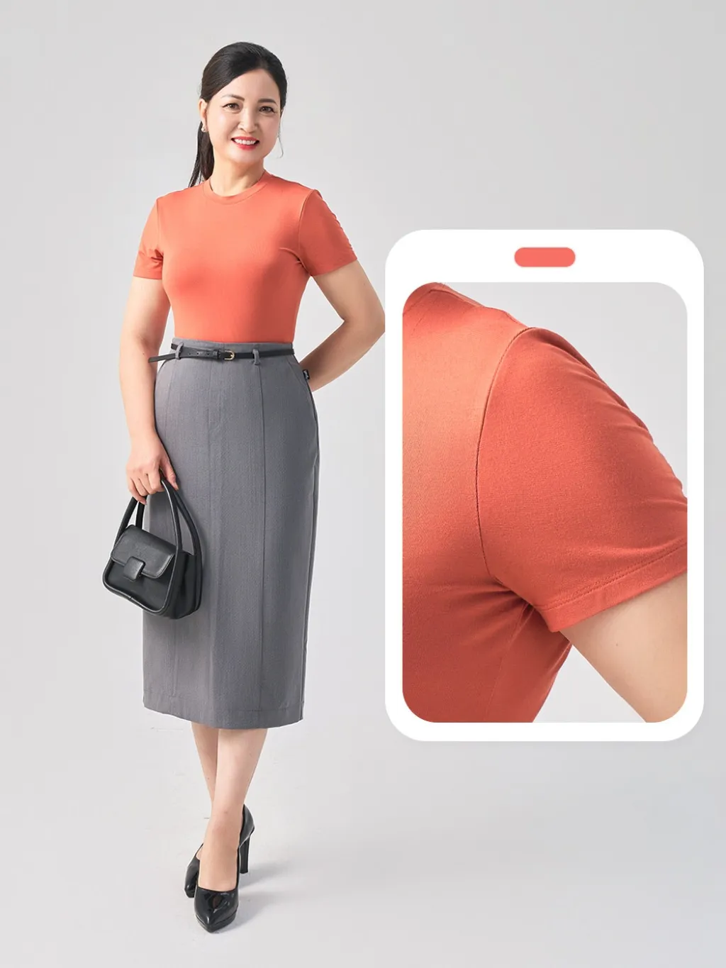 Ảnh Áo thun nữ YODY dáng ôm, cổ tròn, cao, vải bambo mát mẻ, co giãn TSN7268 3