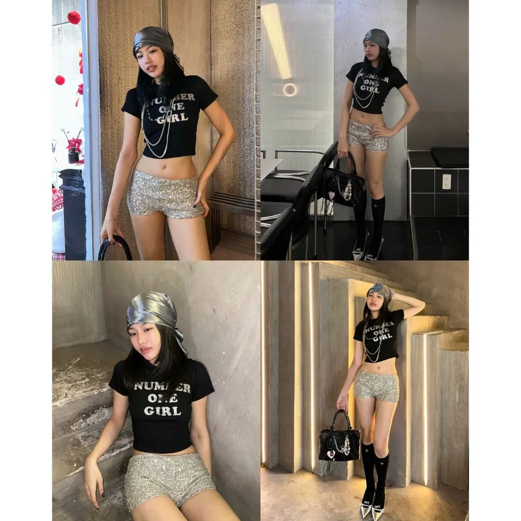 Ảnh Áo Thun Number One Girl 𝐊𝐈𝐋𝐋 𝐒𝐘𝐒𝐓𝐄𝐌 Ôm Body In Kim Tuyến 3