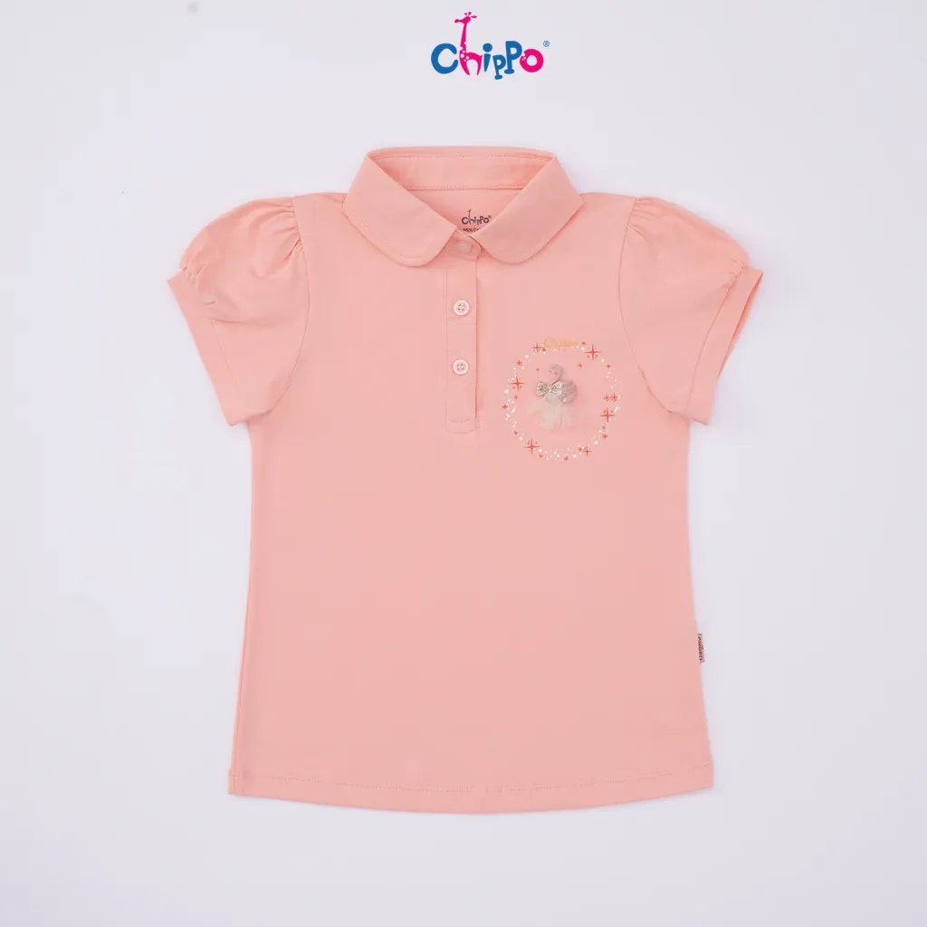 Ảnh Áo thun Polo Chippo tay ngắn cổ bẻ cho bé gái từ 7 đến 12 tuổi (24-42kg) chất liệu Cotton cao cấp 1