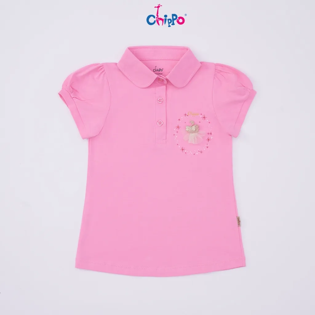 Ảnh Áo thun Polo Chippo tay ngắn cổ bẻ cho bé gái từ 7 đến 12 tuổi (24-42kg) chất liệu Cotton cao cấp 2