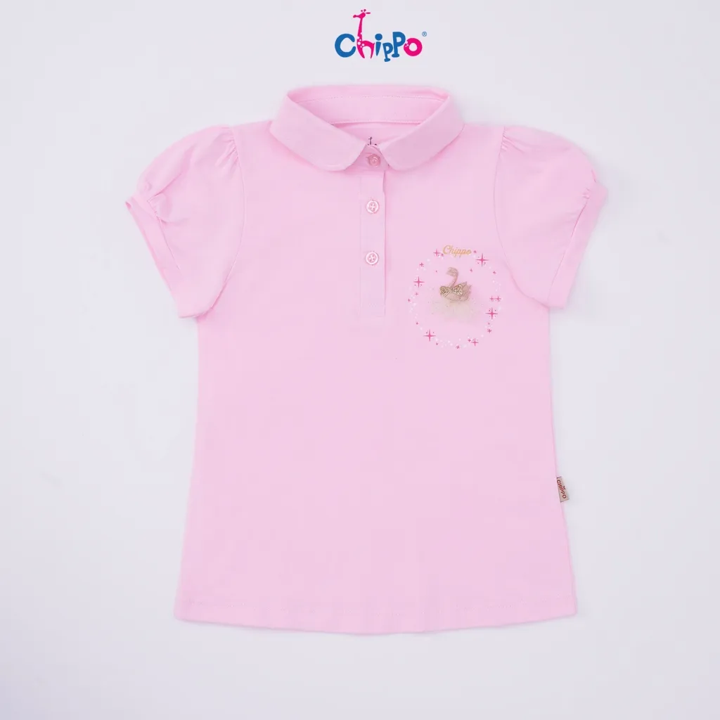 Ảnh Áo thun Polo Chippo tay ngắn cổ bẻ cho bé gái từ 7 đến 12 tuổi (24-42kg) chất liệu Cotton cao cấp 3