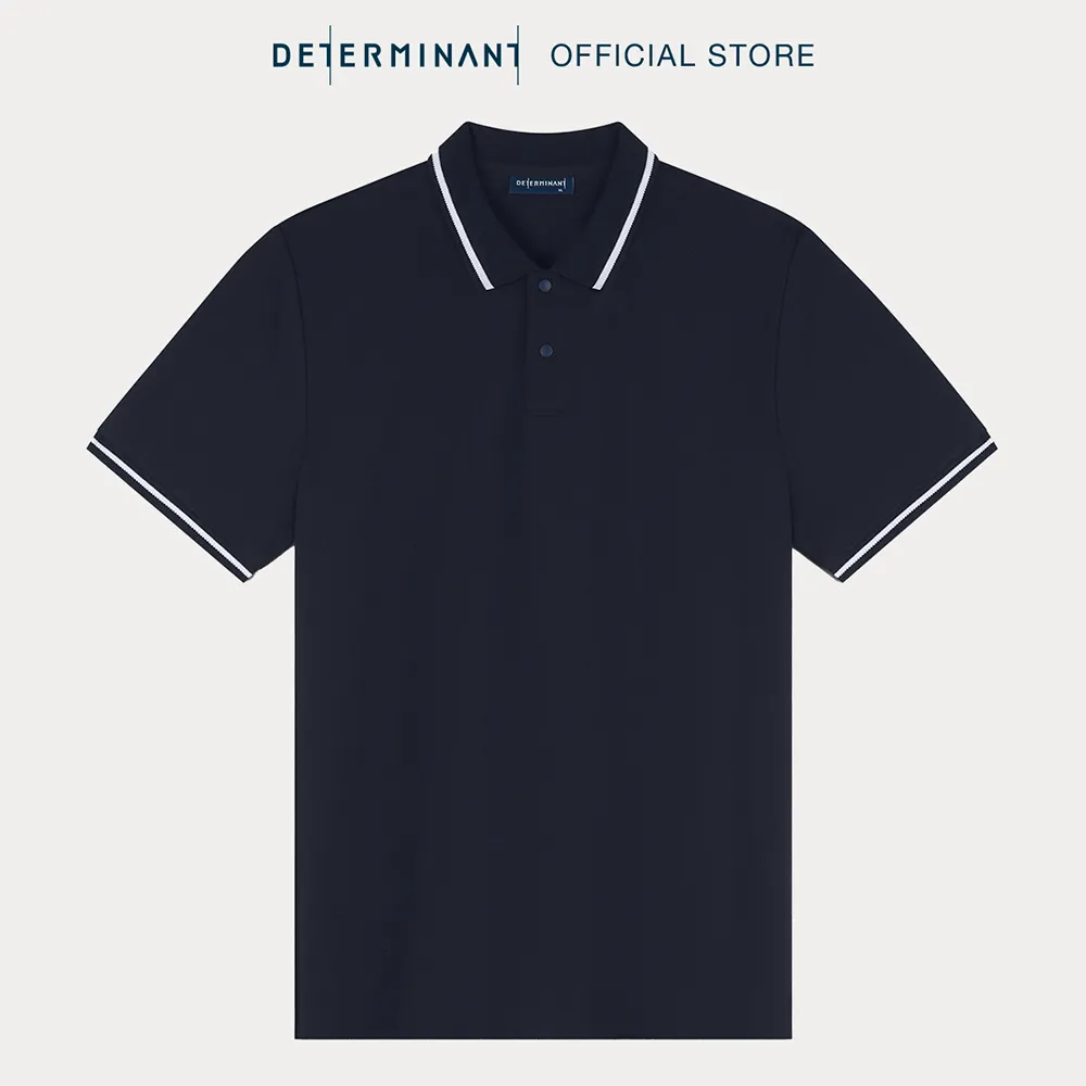 Ảnh Áo thun polo DETERMINANT thấm hút 1 chiều màu xanh Navy có viền cổ BST New Arrival SS25 P33-01 1
