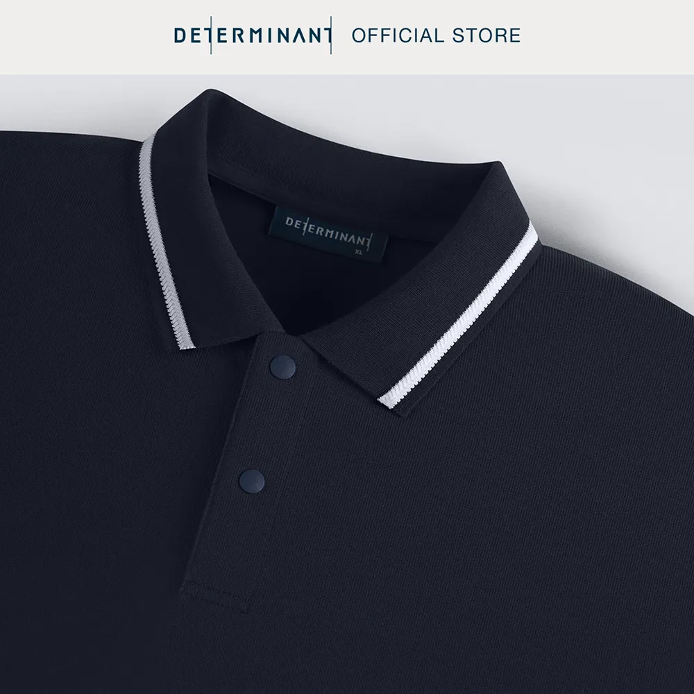 Ảnh Áo thun polo DETERMINANT thấm hút 1 chiều màu xanh Navy có viền cổ BST New Arrival SS25 P33-01 2