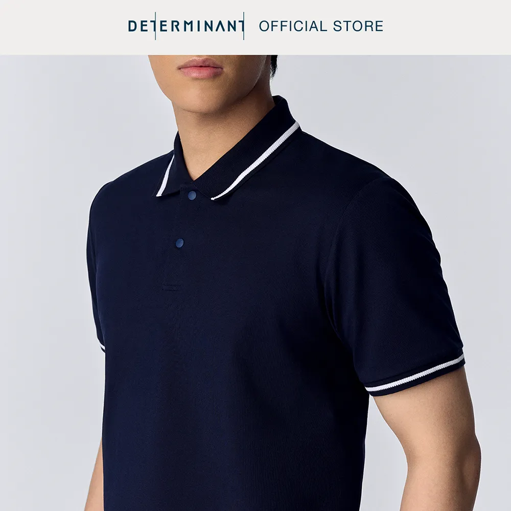Ảnh Áo thun polo DETERMINANT thấm hút 1 chiều màu xanh Navy có viền cổ BST New Arrival SS25 P33-01 3