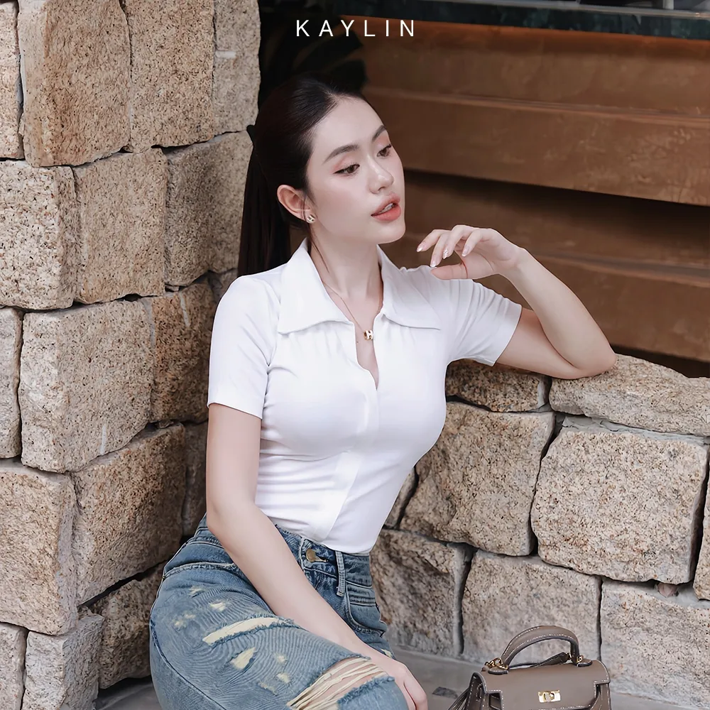 Ảnh Áo thun POLO KAYLIN phối khóa kéo chất vải thun co giản phong cách thanh lịch - N2220 1