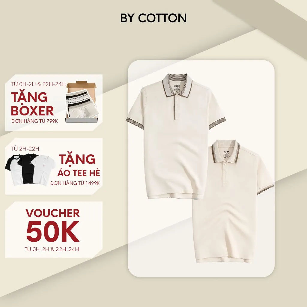 Ảnh Áo Thun Polo Nam By Cotton Cao Cấp Polo 2Layer 3 Màu - Viền Bo 1