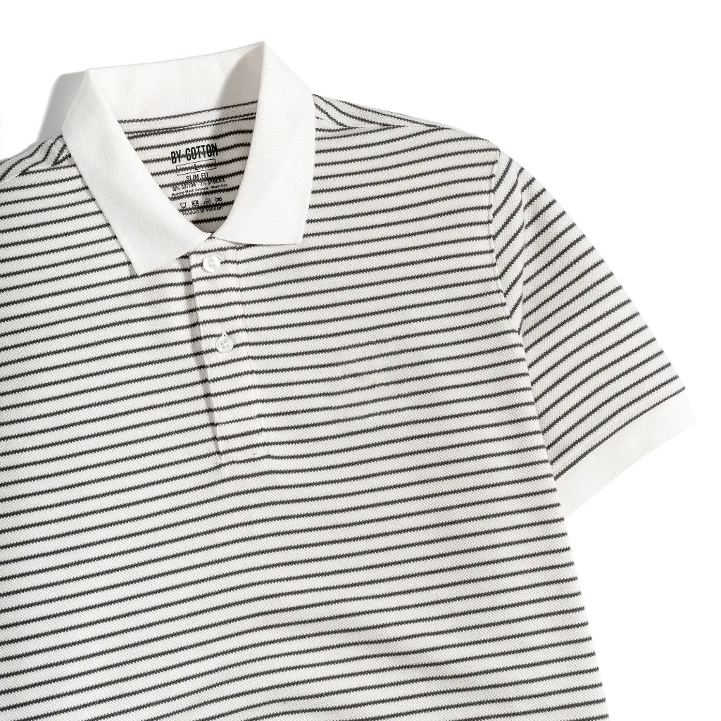 Ảnh Áo Thun Polo Nam By Cotton Cao Cấp Polo Kem Phối Sọc Nhuyễn Nâu 1