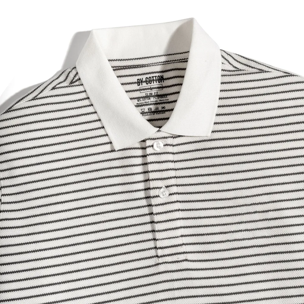 Ảnh Áo Thun Polo Nam By Cotton Cao Cấp Polo Kem Phối Sọc Nhuyễn Nâu 2