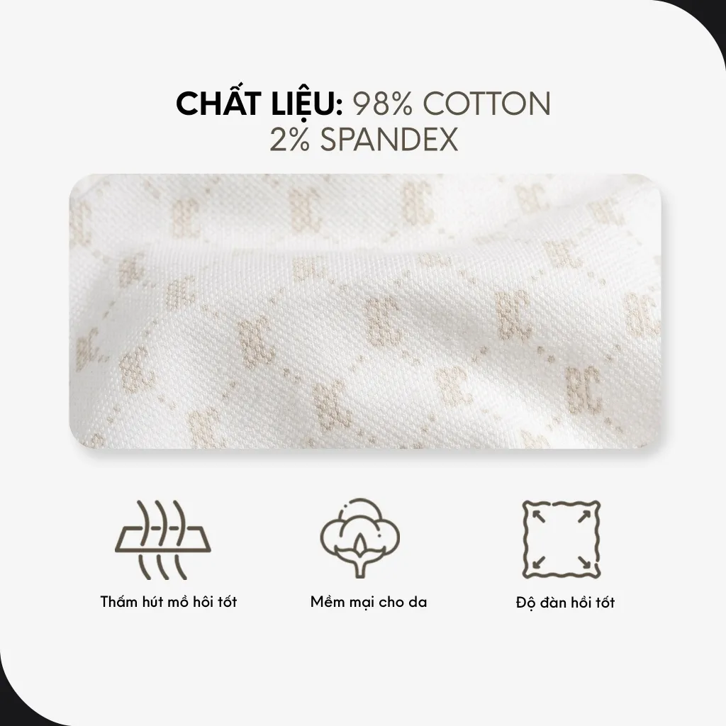Ảnh Áo Thun Polo Nam By Cotton Cao Cấp Pique Trắng In Tràn Monogram BC 3