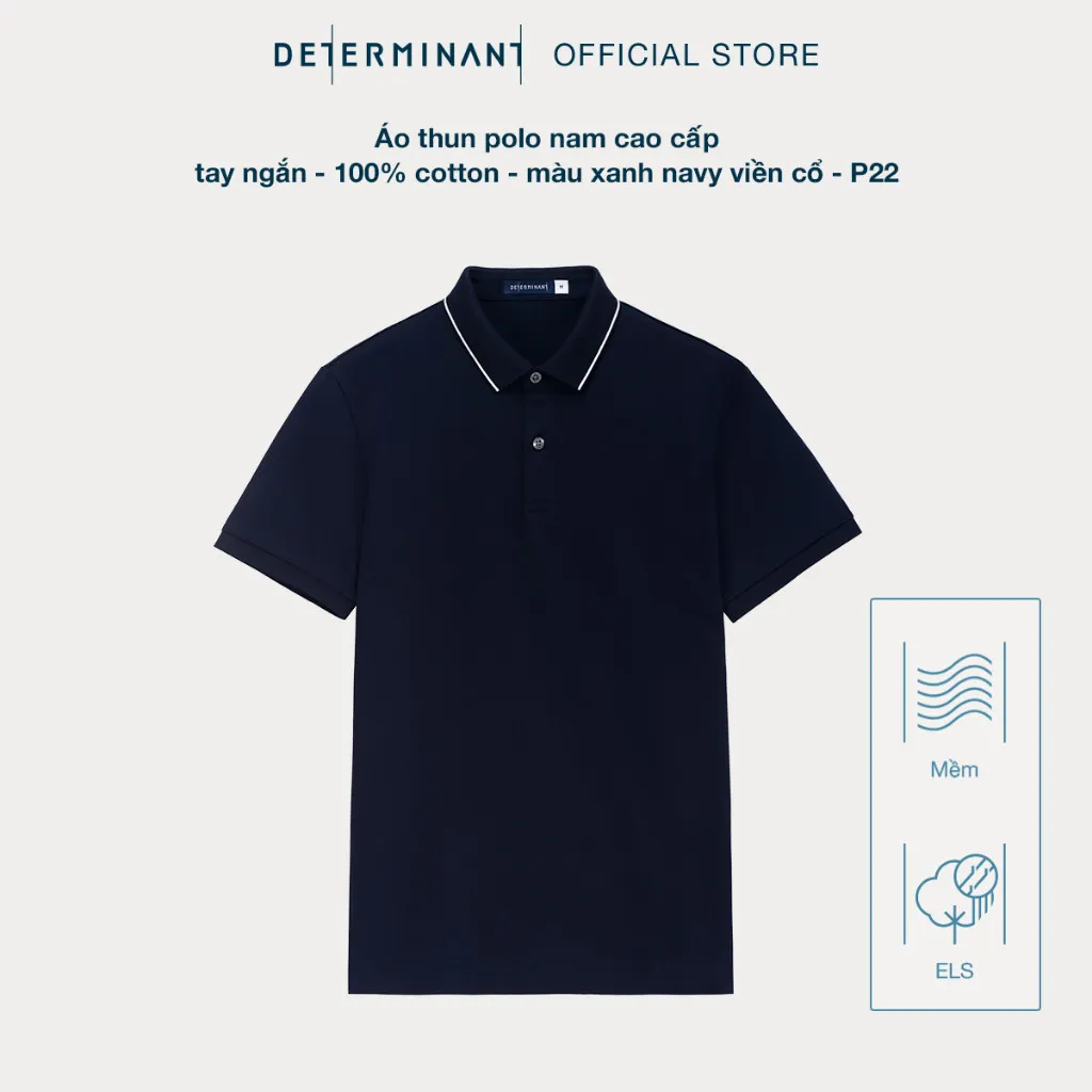 Ảnh Áo thun polo nam cao cấp DETERMINANT - 100% cotton- chống xù, mềm mại - P22 -  màu xanh navy 3