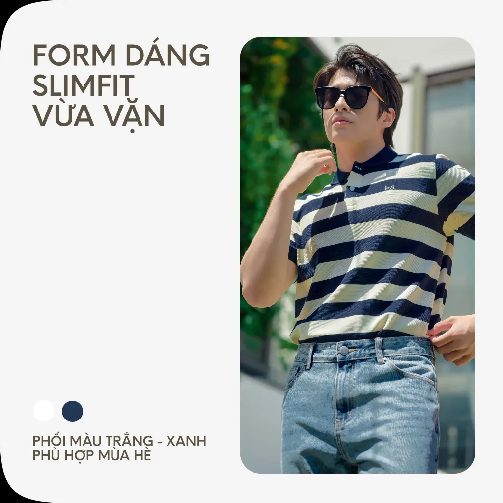 Ảnh Áo Thun Polo Nam Cao Cấp Stripes Fox Vải Gân, Sợi Spandex Chống Nhăn Multi Color BY COTTON 4