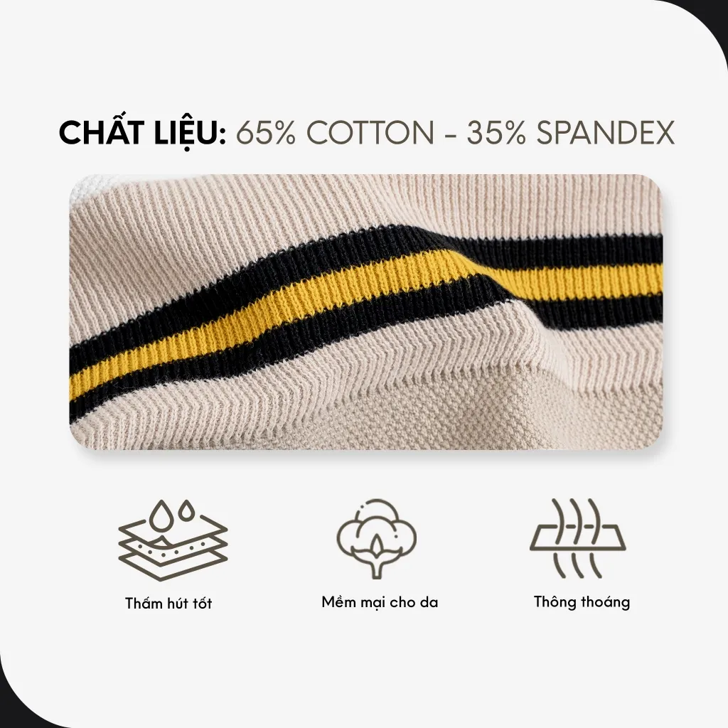 Ảnh Áo Thun Polo Nam Cao Cấp Dệt Kim Trắng - Xanh Đen Sọc Ngực Thêu Ngựa - SS2 By Cotton 3