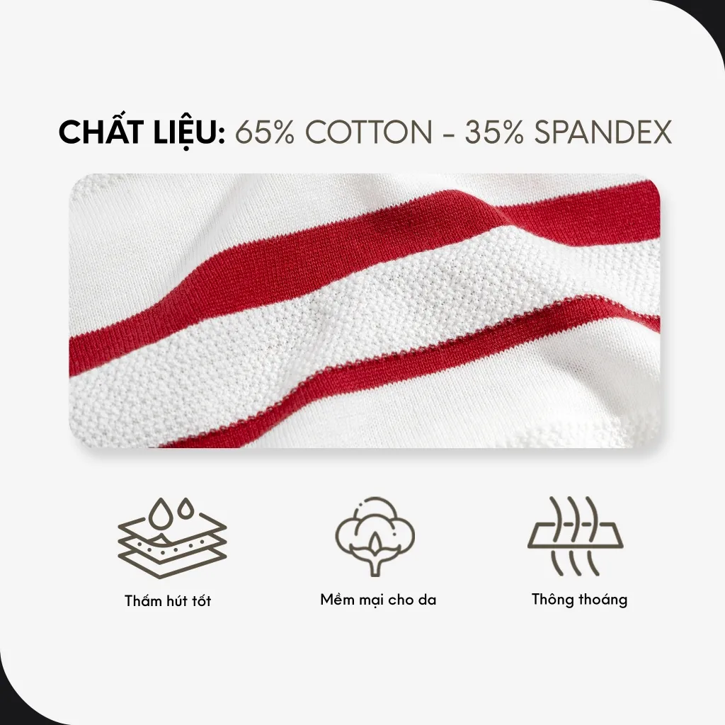 Ảnh Áo Thun Polo Nam Cao Cấp Dệt Kim Trắng Sọc Ngực Đỏ - SS2 By Cotton 3