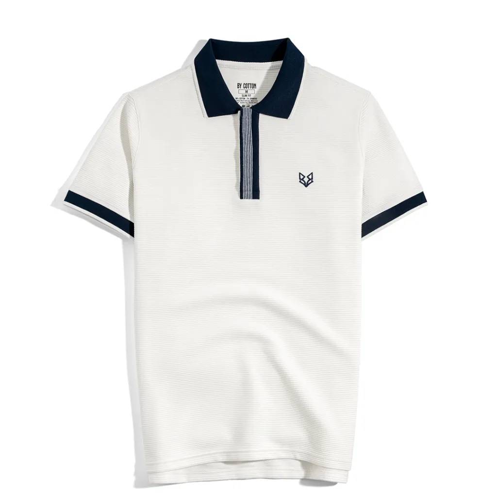 Ảnh Áo Thun Polo Nam Cao Cấp Gân Kem Thêu Fox Phối Bo By Cotton 1