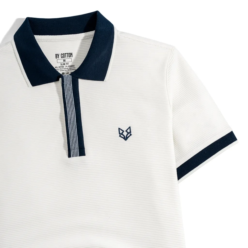 Ảnh Áo Thun Polo Nam Cao Cấp Gân Kem Thêu Fox Phối Bo By Cotton 2