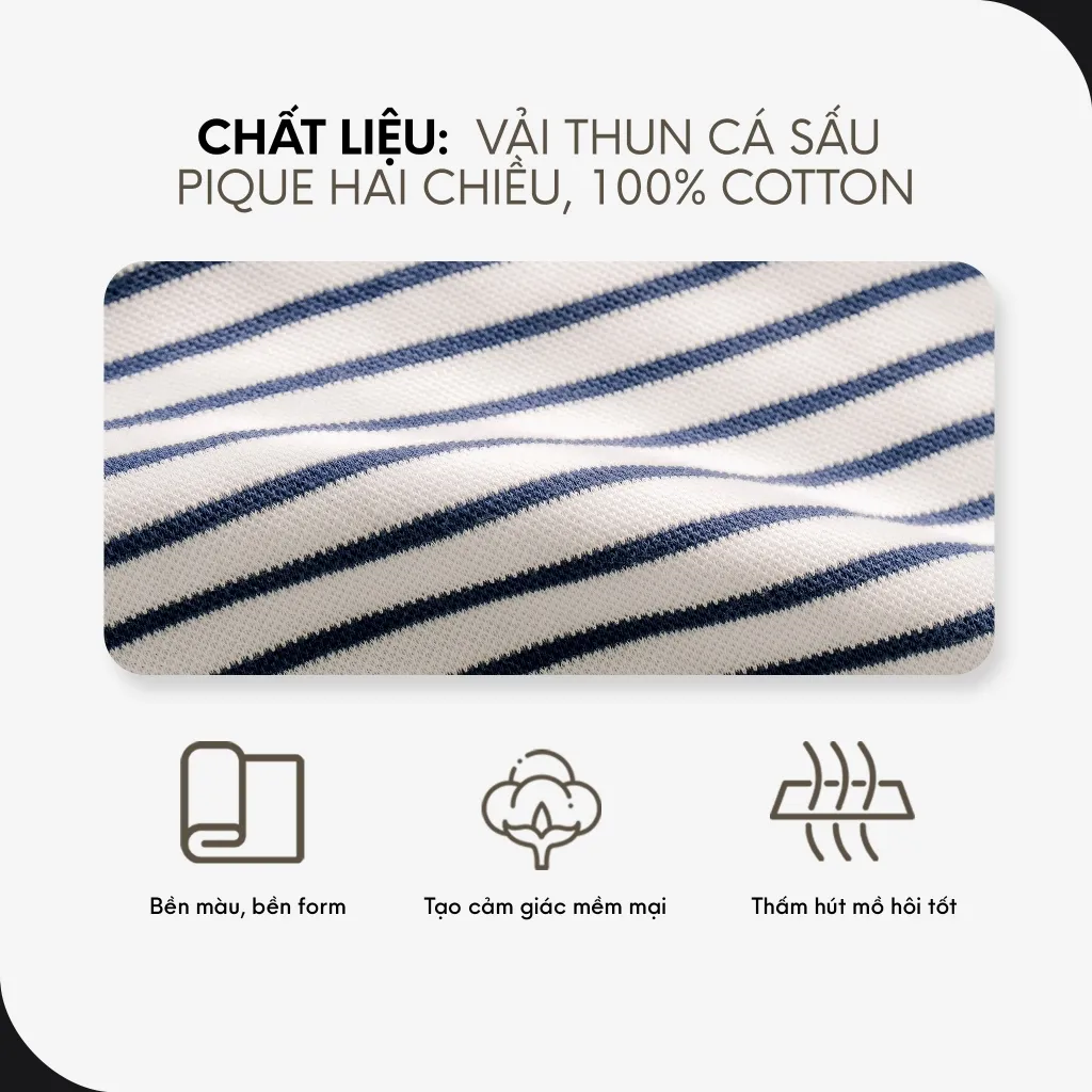 Ảnh Áo Thun Polo Nam Cao Cấp Phối Sọc Nhuyễn Màu Xanh Đen BY COTTON 3