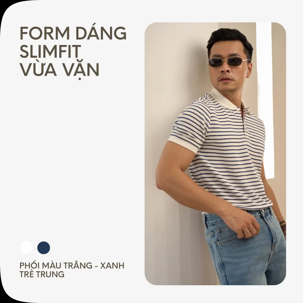 Ảnh Áo Thun Polo Nam Cao Cấp Phối Sọc Nhuyễn Màu Xanh Đen BY COTTON 4