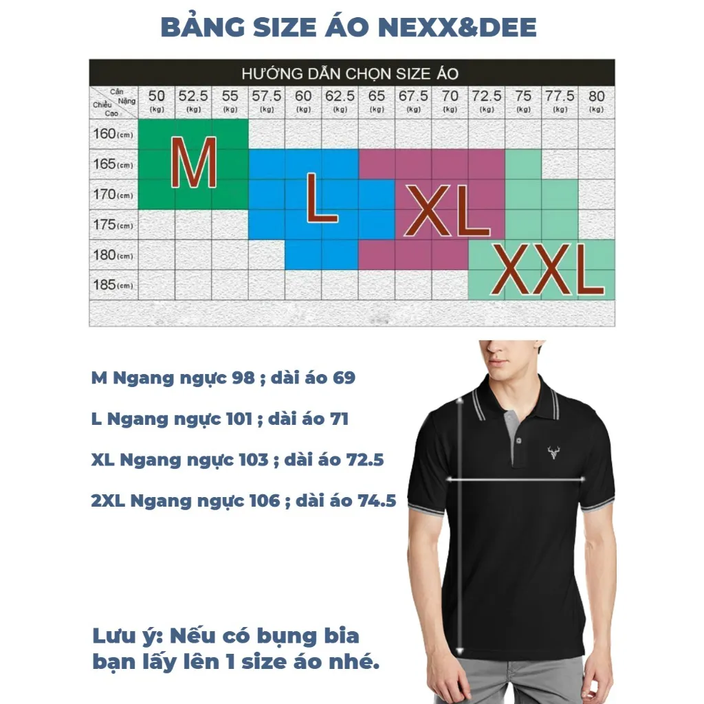 Ảnh Áo thun POLO nam chấm bi phối hoạ tiết có cổ bẻ trẻ trung lịch lãm big size 3XL Nexx&Dee CB21 1