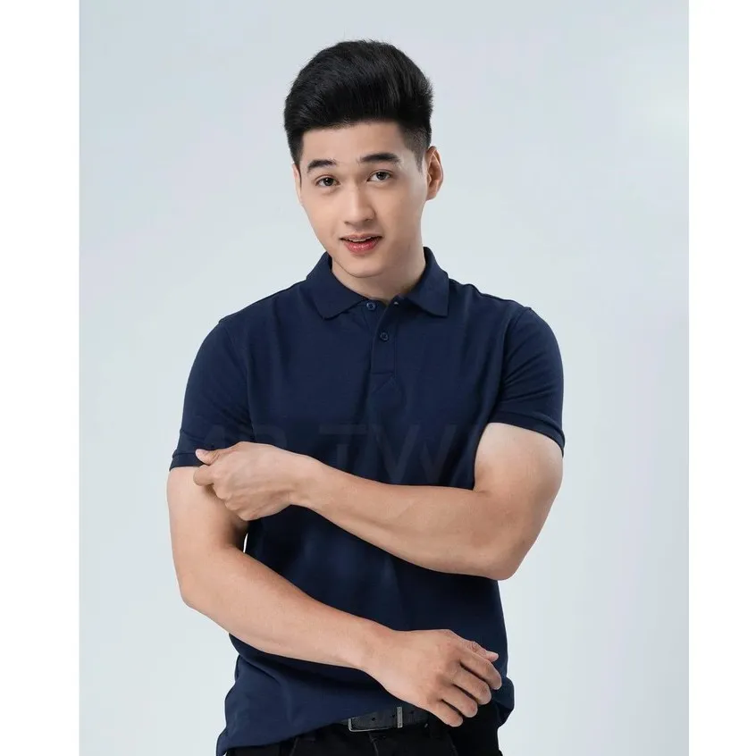 Ảnh Áo Thun Polo Nam Cổ Bẻ Màu Xanh Đen Vải Cotton Cá Sấu Thương Hiệu MrTwins® 1