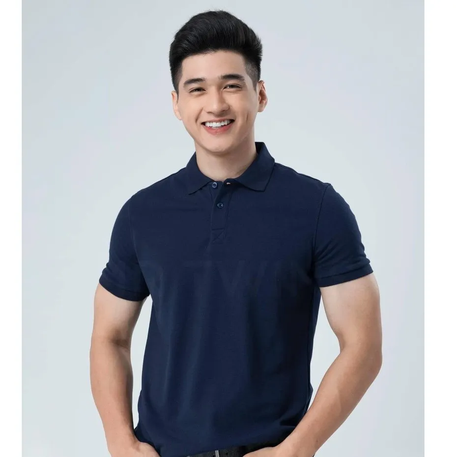 Ảnh Áo Thun Polo Nam Cổ Bẻ Màu Xanh Đen Vải Cotton Cá Sấu Thương Hiệu MrTwins® 2