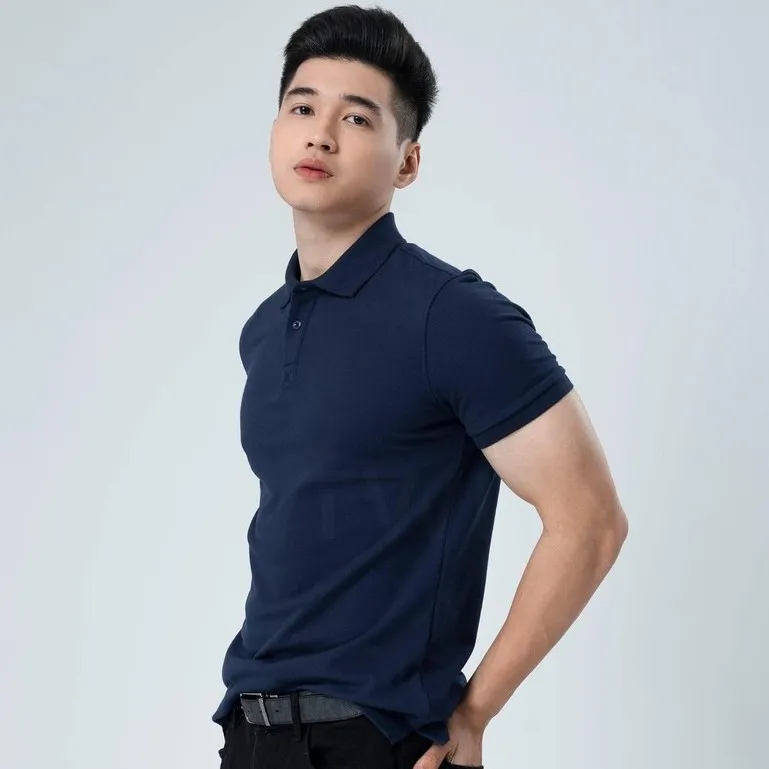 Ảnh Áo Thun Polo Nam Cổ Bẻ Màu Xanh Đen Vải Cotton Cá Sấu Thương Hiệu MrTwins® 3