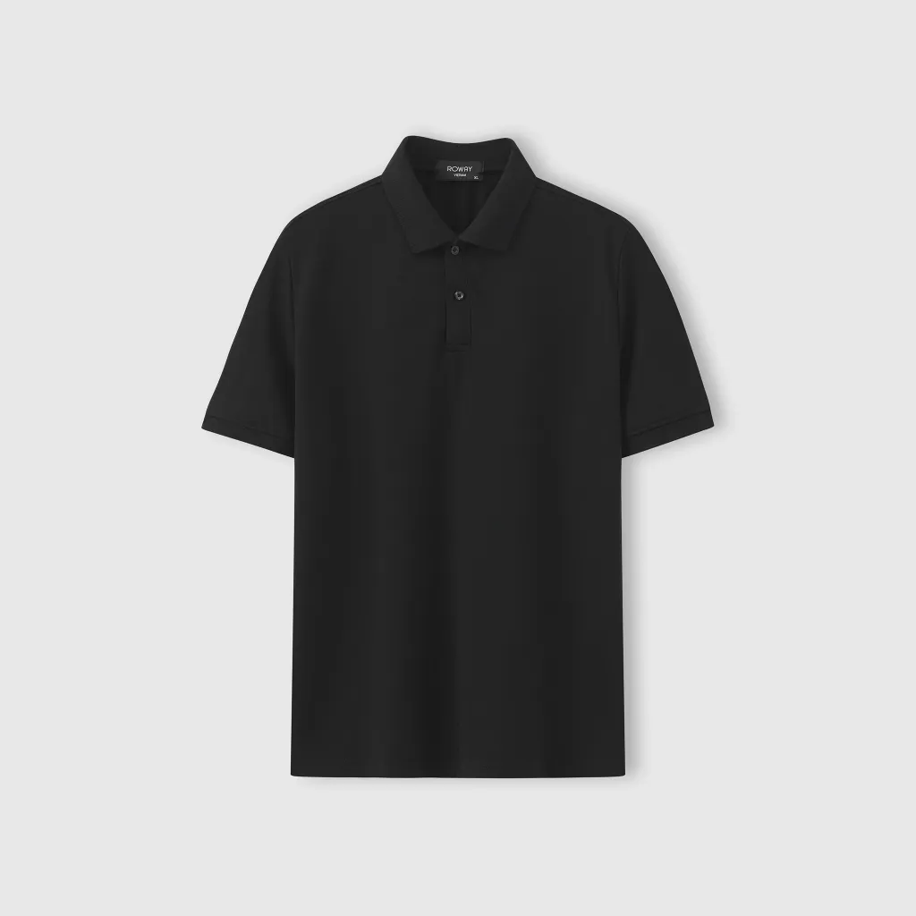 Ảnh Áo thun polo nam ROWAY cotton thoáng mát, thấm hút, không nhăn form regular, polo trơn 2