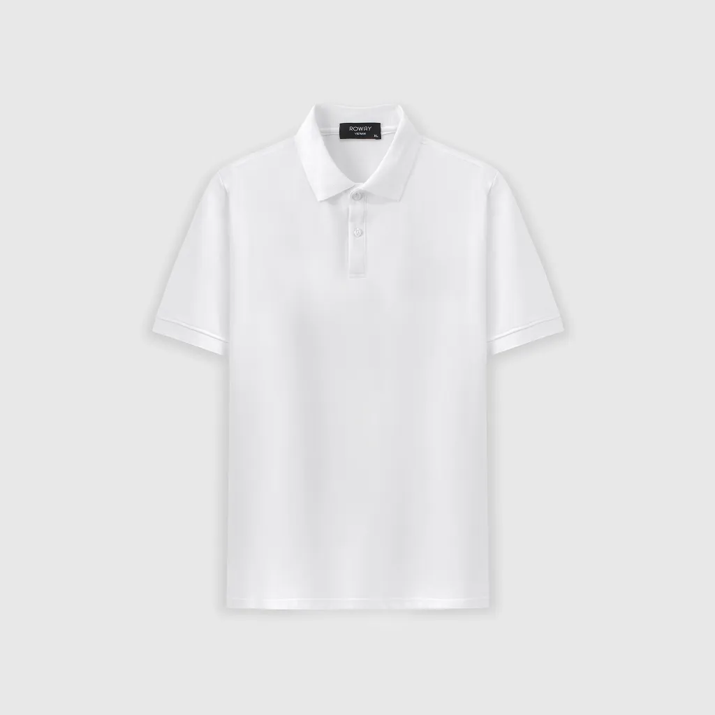 Ảnh Áo thun polo nam ROWAY cotton thoáng mát, thấm hút, không nhăn form regular, polo trơn 3