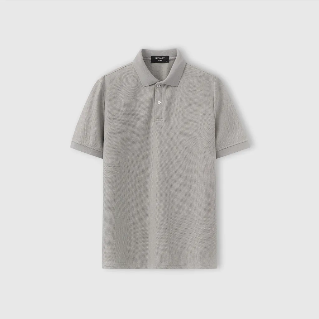 Ảnh Áo thun polo nam ROWAY cotton thoáng mát, thấm hút, không nhăn form regular, polo trơn 4