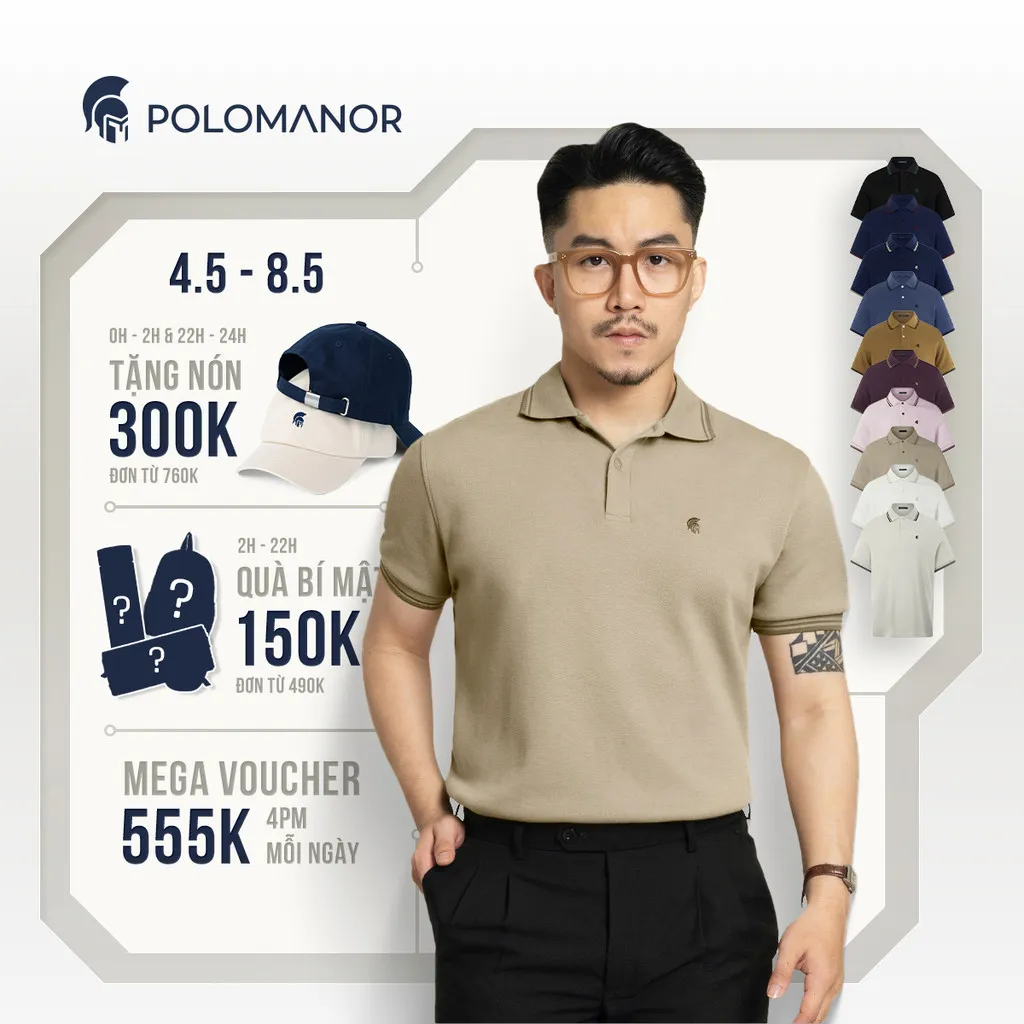 Ảnh Áo thun polo nam tay ngắn BASIC CLASSIC vải cá sấu cotton piqué interlock sang trọng, tinh tế - POLOMANOR 1
