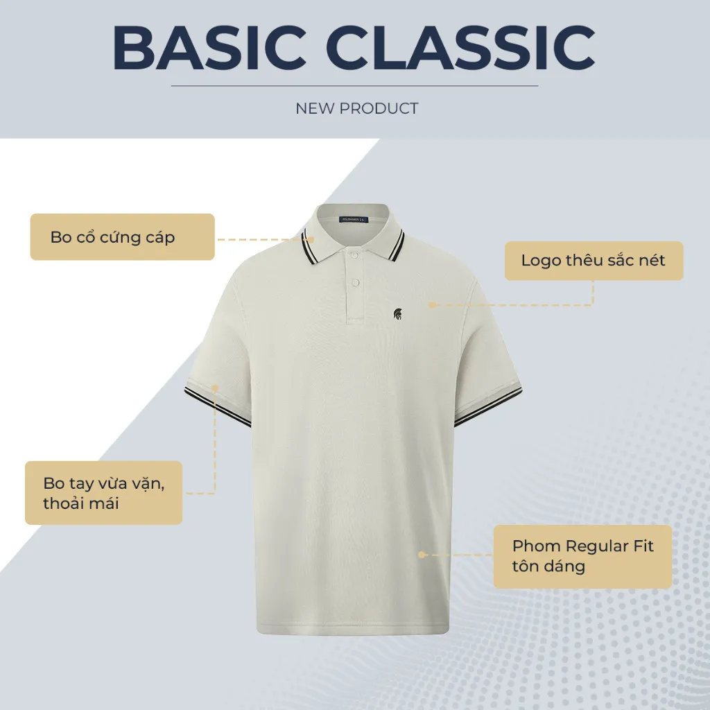 Ảnh Áo thun polo nam tay ngắn BASIC CLASSIC vải cá sấu cotton piqué interlock sang trọng, tinh tế - POLOMANOR 4