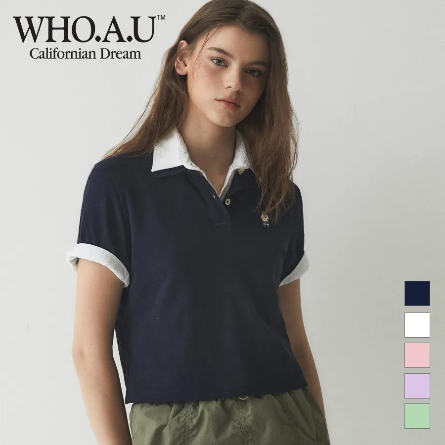 Ảnh Áo Thun Polo Steve Crop Collar T-Shirt Women Style | WHHAE2421F / WHHAE3721F 1