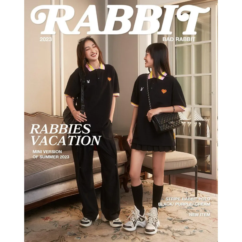 Ảnh Áo Thun Polo Unisex Bad Rabbit - Stripe Rabbit Polo - Local Brand Chính Hãng 4