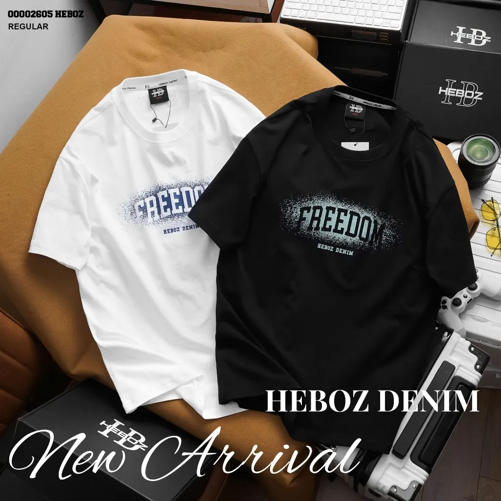 Ảnh Áo thun print Freedom Heboz 2M, áo phông in chữ kiểu dành cho nam - 00002605 1
