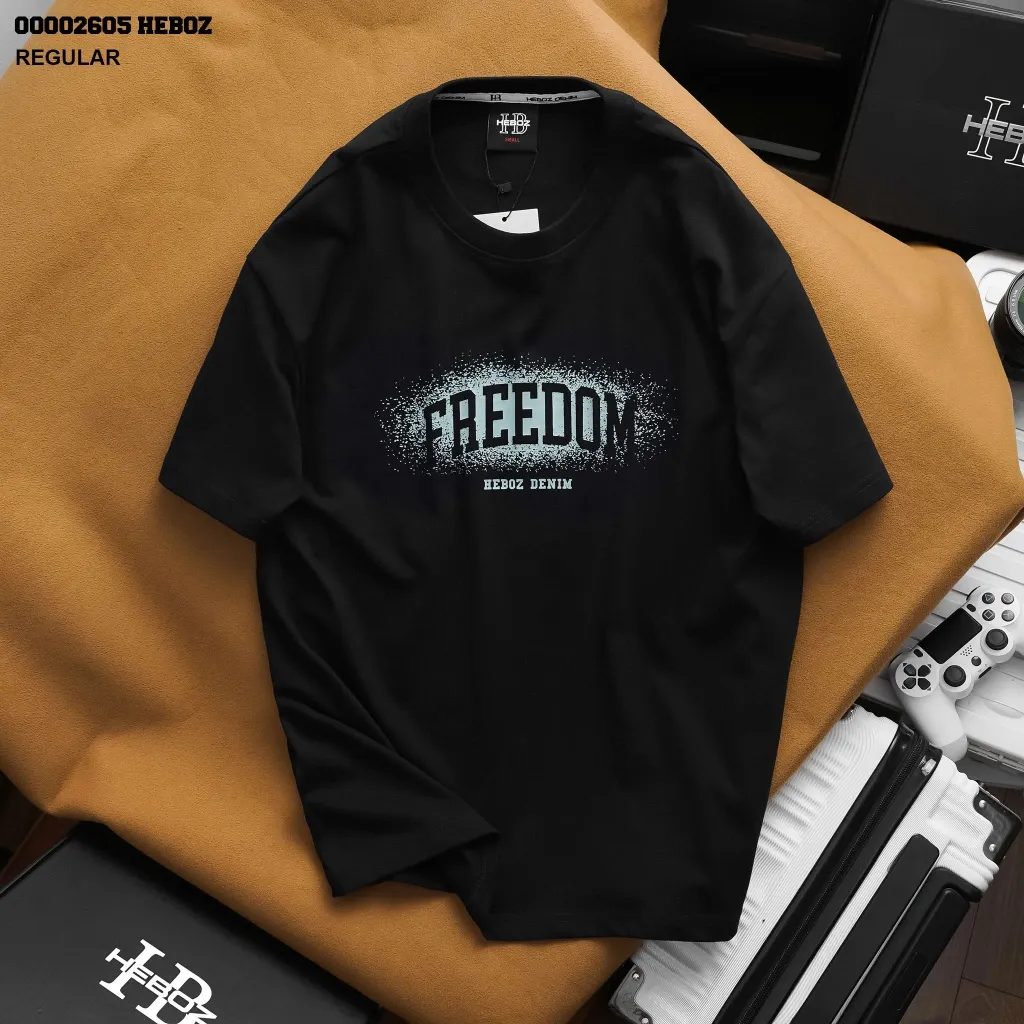 Ảnh Áo thun print Freedom Heboz 2M, áo phông in chữ kiểu dành cho nam - 00002605 2