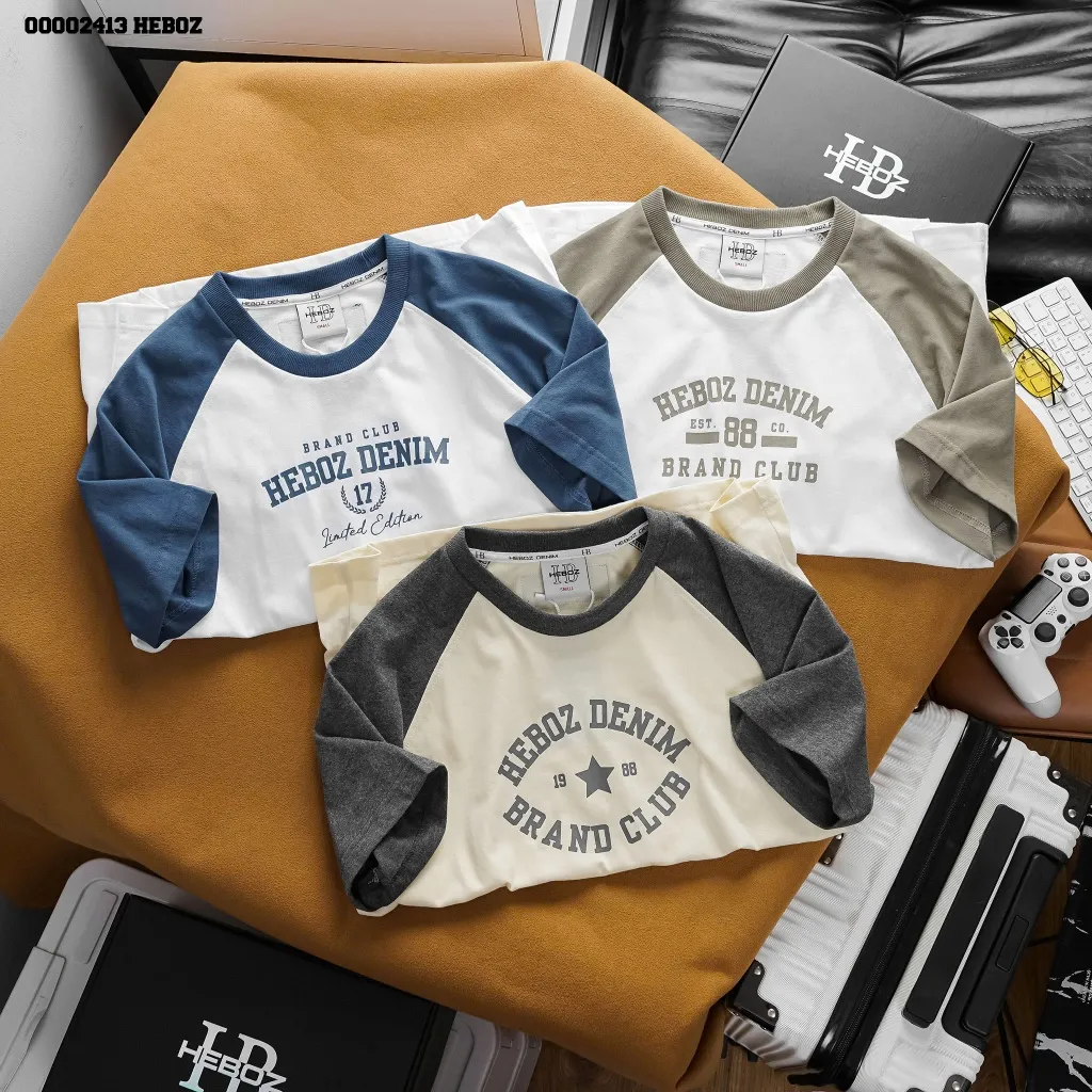 Ảnh Áo thun raglan Club Heboz 3M, áo thun phối basic dành cho nam nhiều màu - 00002413 1