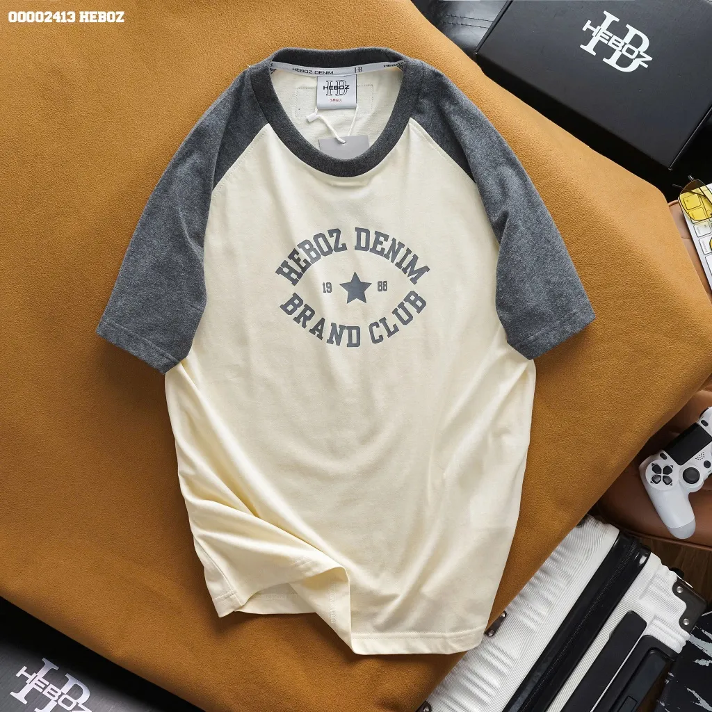 Ảnh Áo thun raglan Club Heboz 3M, áo thun phối basic dành cho nam nhiều màu - 00002413 2