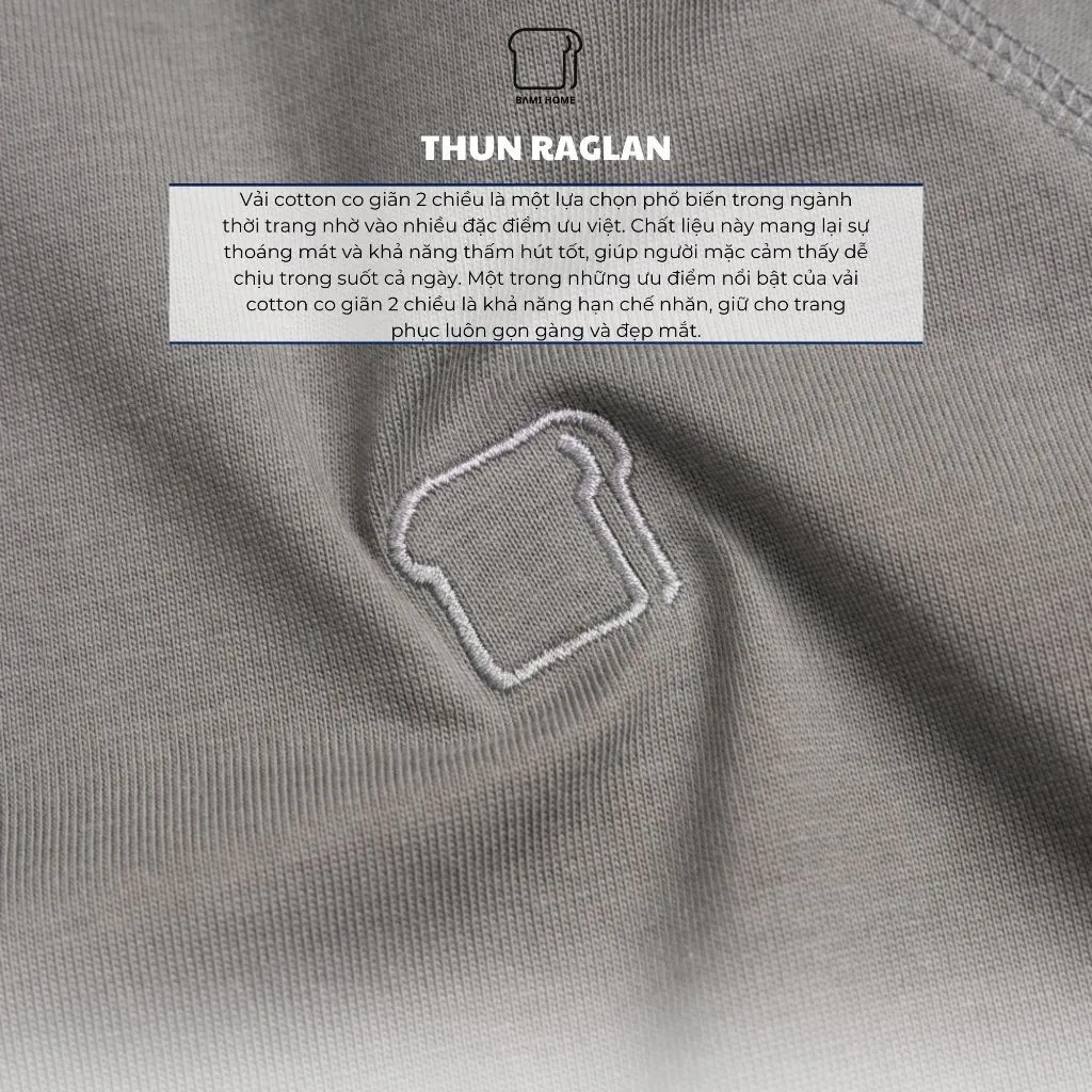 Ảnh Áo thun raglan cổ tròn BAMI HOME form rộng oversize phong cách năng động dành cho nam nữ AUN04 4