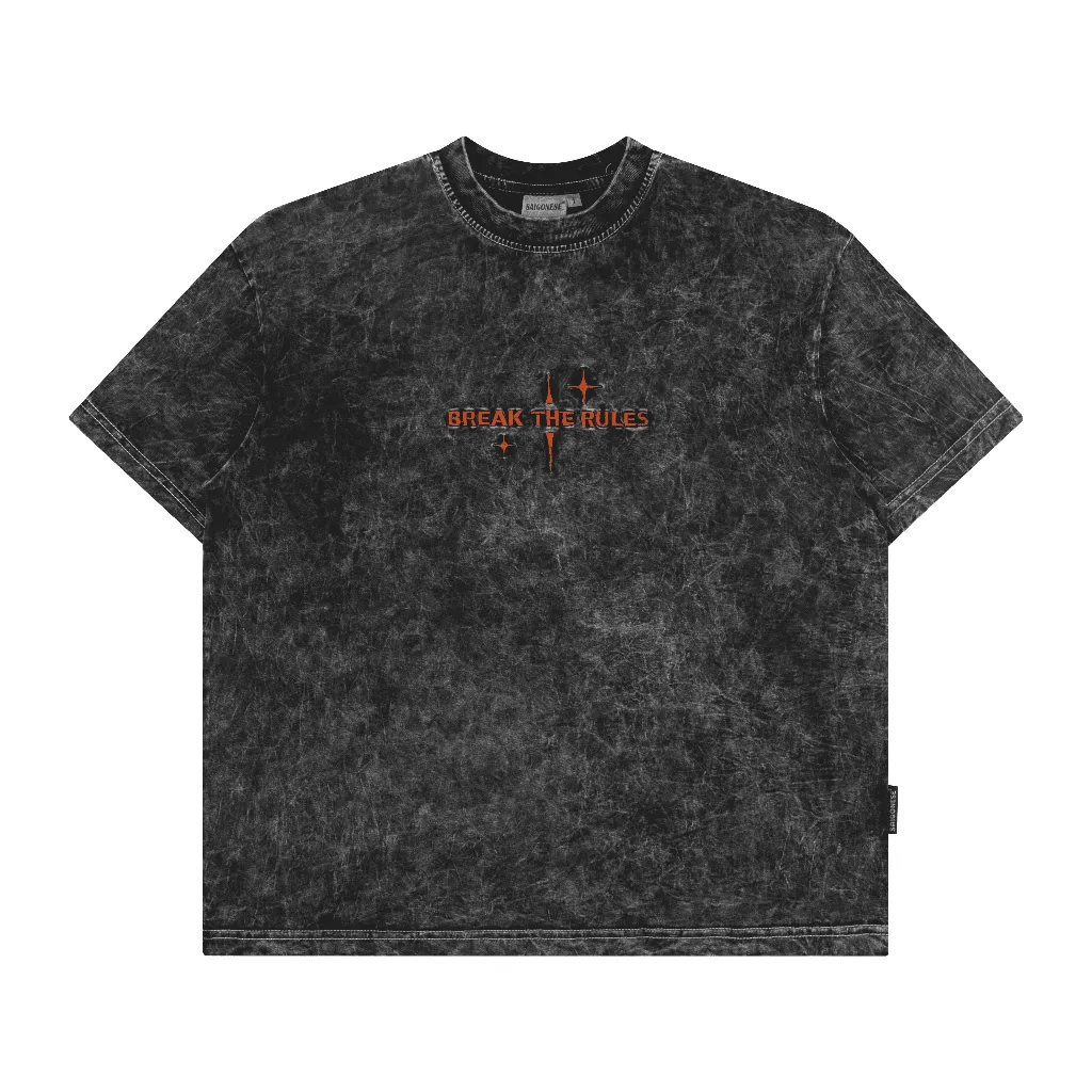 Ảnh Áo Thun SAIGONESE Form Boxy Phông Wash Break The Rules Hoạ Tiết Thêu Unisex Nam Nữ 3 Màu 4