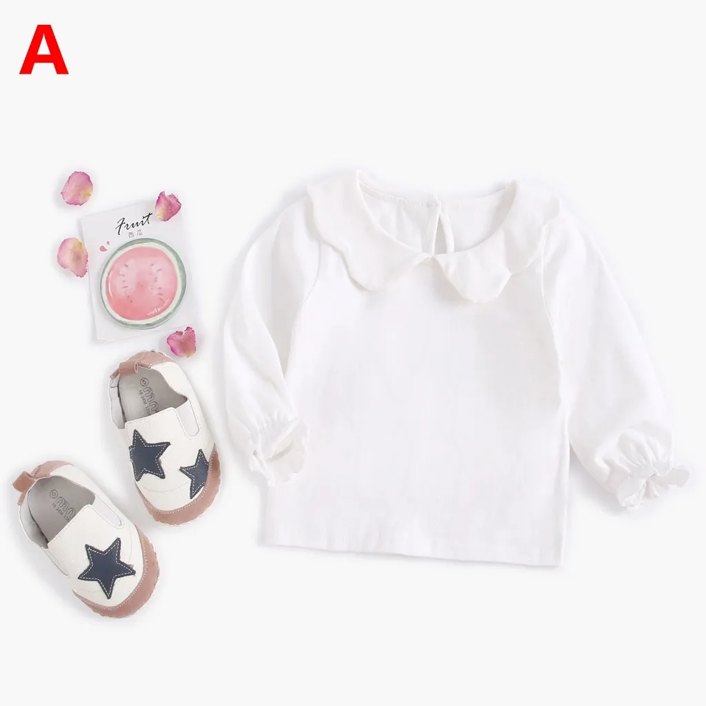 Ảnh Áo thun SANLUTOZ tay dài bo phồng màu trắng bằng cotton cho bé sơ sinh 1