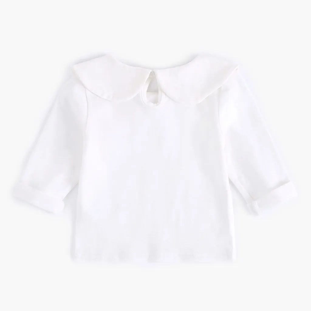Ảnh Áo Thun Sanlutoz Tay Dài Màu Trắng Chất Liệu Cotton Cho Bé Gái 2